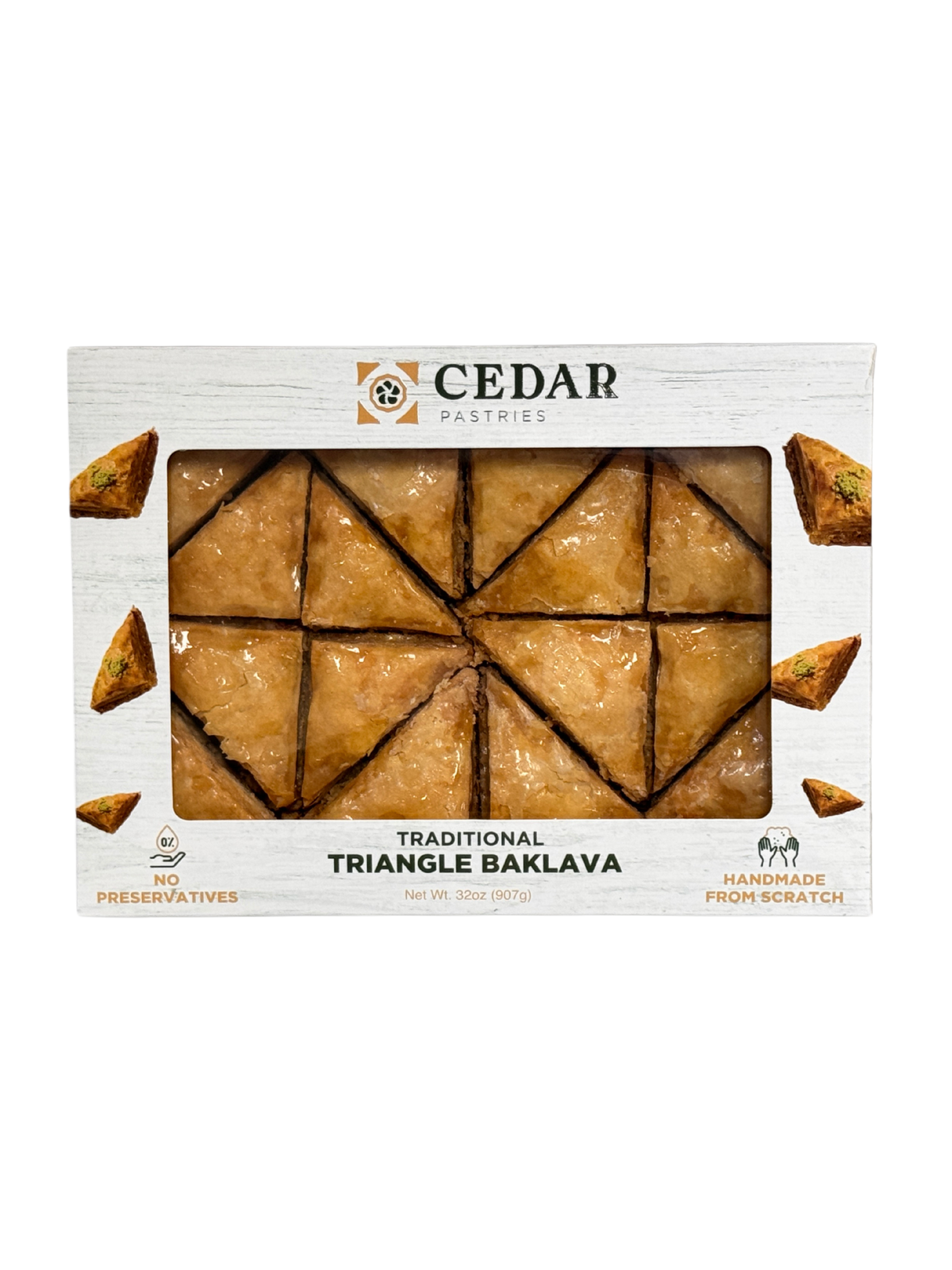 Cedar Pastries Traditional Mediterranean Triangle Baklava Large Tray