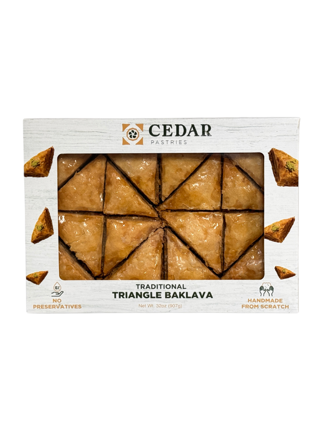 Cedar Pastries Traditional Mediterranean Triangle Baklava Large Tray