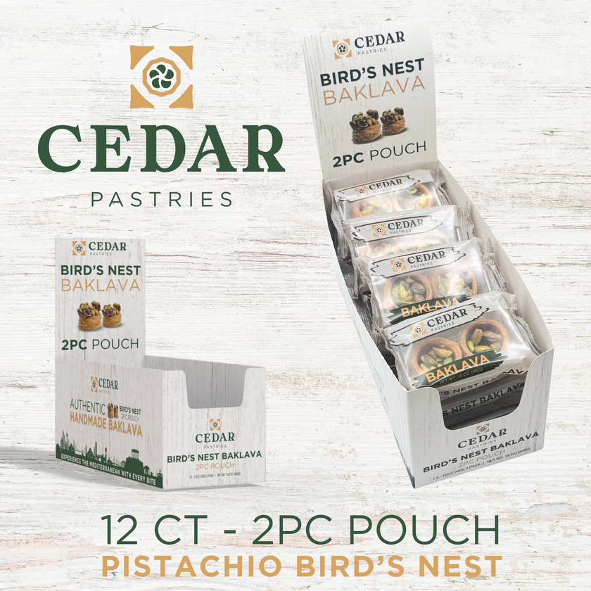 cedar pastries 2 pack on the go pouch of pistachio baklava in a case of 12