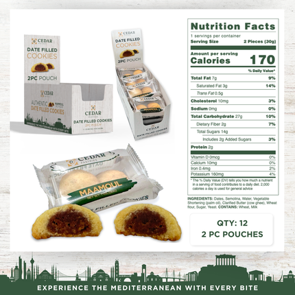 cedar pastries on the go 2 pack date filled cookies nutritional facts