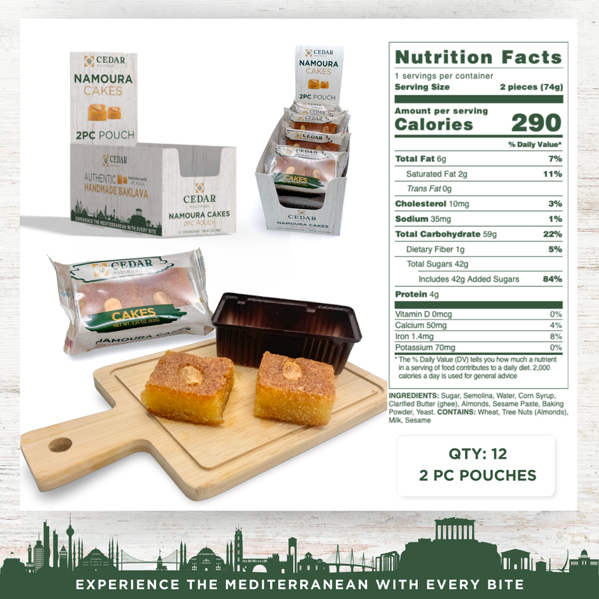 cedar pastries 12 quantity case of namoura almond 2 pack cakes nutritional facts