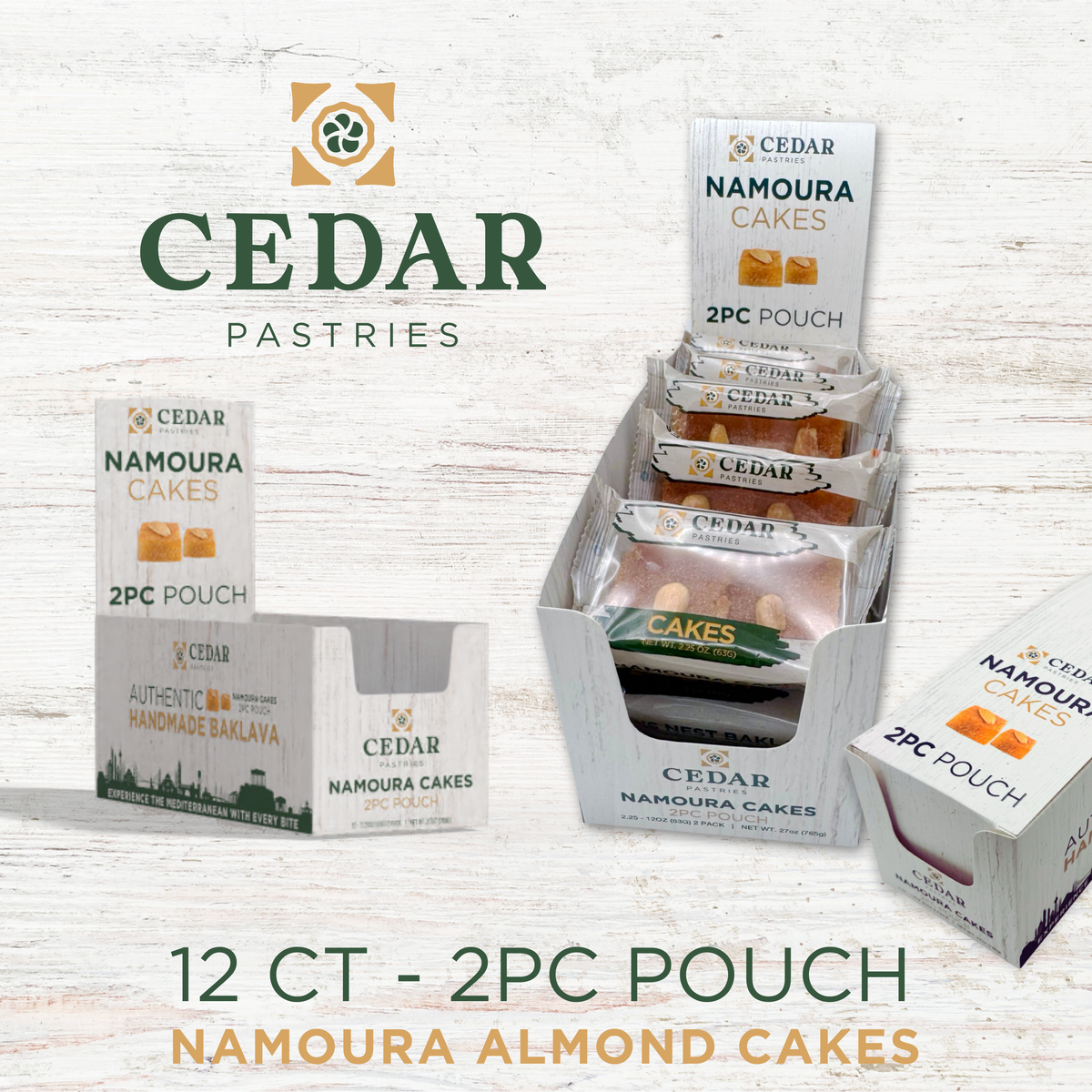 cedar pastries 12 quantity case of namoura almond 2 pack cakes 