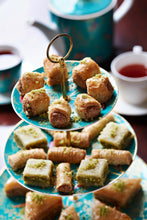 Load image into Gallery viewer, cedar pastries baklava assortment comes with 5 cashew, 4 walnut, 5 cashew fingers, and 5 pistachio birdsnest and is great for serving at get togethers and any holiday
